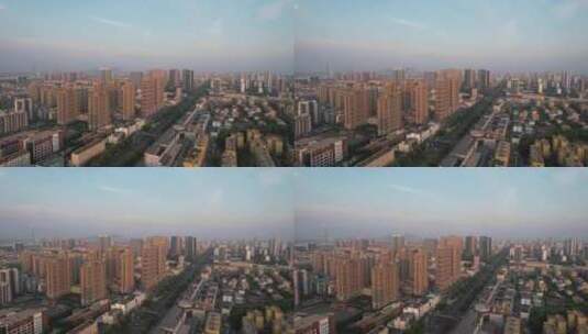山东日照城市清晨高楼建筑航拍高清在线视频素材下载