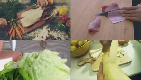 厨师切菜备菜美食制作特写美食视频素材高清在线视频素材下载