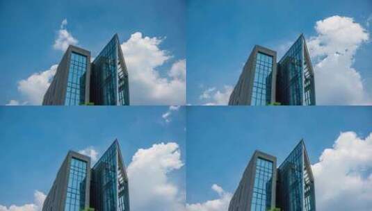 重庆商务写字楼蓝天白云延时高清在线视频素材下载