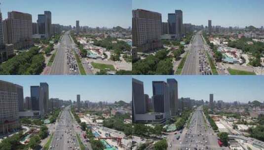 山东济南城市交通经十路车辆行驶航拍高清在线视频素材下载