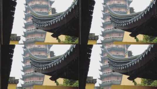 江南烟雨下雨素材苏州北寺塔实拍高清在线视频素材下载