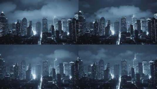 城市夜景和平流雾延时高清在线视频素材下载