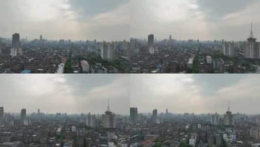 城市日出航拍南昌东湖区城市建筑剪影风光高清在线视频素材下载