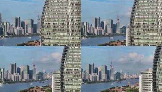 上海杨浦滨江商务楼航拍高清在线视频素材下载