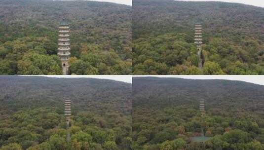 4K 航拍秋天南京钟山风景区的灵谷寺景区高清在线视频素材下载