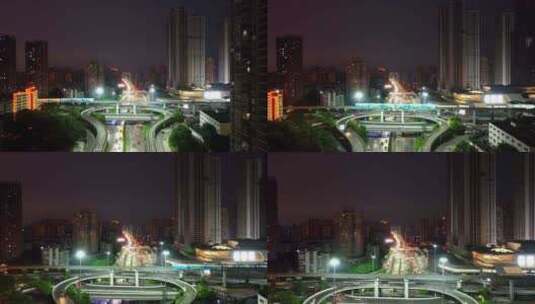航拍重庆谢家湾轻轨地铁夜景高清在线视频素材下载