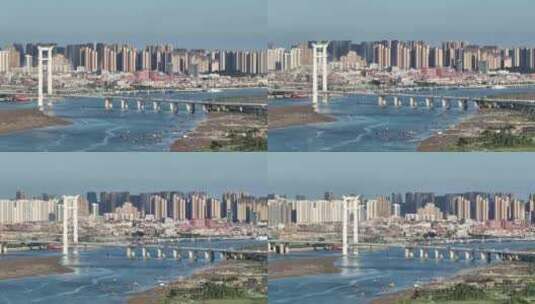 福建省泉州市晋江大桥航拍高清在线视频素材下载