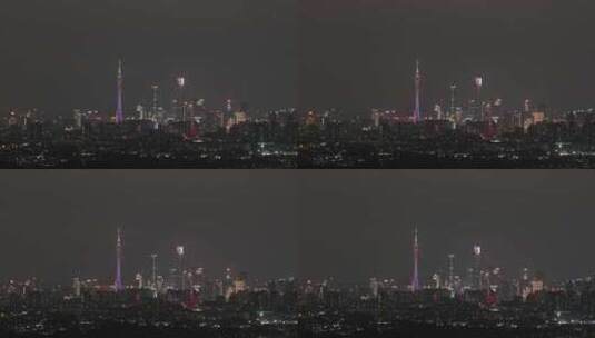 广州珠江新城CBD夜景航拍高清在线视频素材下载