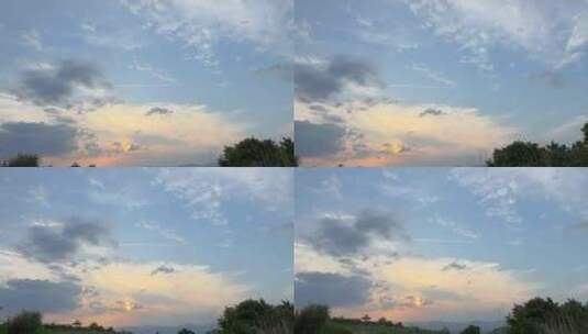 天空夕阳飞机线高清在线视频素材下载