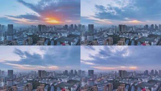 九江城景冬季日落入夜延时高清在线视频素材下载
