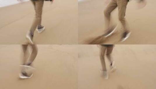 男子在海滩上奔跑高清在线视频素材下载