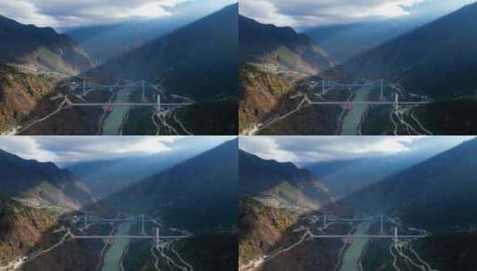 云南金沙江虎跳峡大桥高清在线视频素材下载