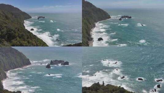 航拍新西兰霍基蒂卡海岸风光高清在线视频素材下载