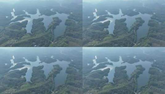 惠州市惠城红花湖景区航拍森林山川湖泊风景高清在线视频素材下载