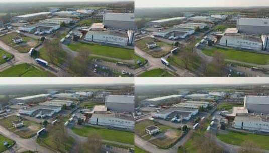 工业城区货物仓库及物流中心俯瞰高清在线视频素材下载