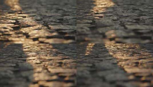 黄昏时石板路光影变化高清在线视频素材下载