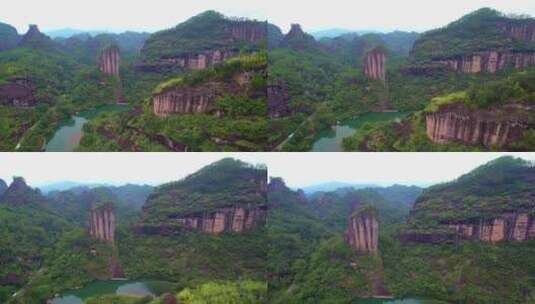 航拍武夷山玉女峰大王峰九曲溪绿水青山丹霞高清在线视频素材下载