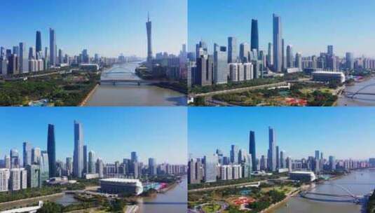 广州珠江两岸海心沙广州塔海心桥高清在线视频素材下载