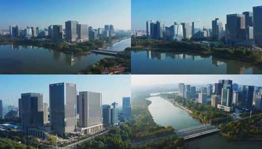 4K航拍  郑州龙子湖建筑群高清在线视频素材下载