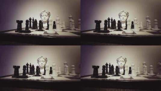 策略类游戏国际象棋和古希腊雕像头6高清在线视频素材下载