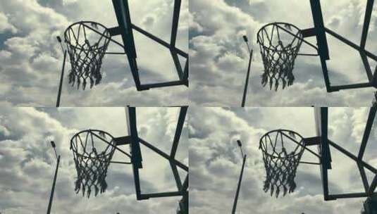 逆光拍摄篮球框高清在线视频素材下载