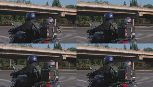 男人戴着头盔骑摩托车等待高清在线视频素材下载