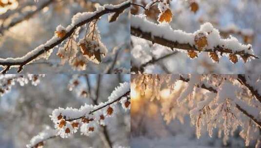 冬天树枝积雪高清在线视频素材下载