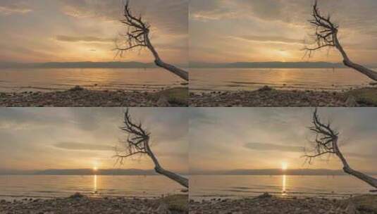 云南大理洱海日出延时摄影自然风光全景4K高清在线视频素材下载
