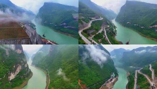 航拍重庆武隆乌江峡谷云雾穿云白马高清在线视频素材下载