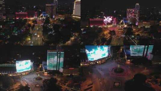 广州海珠广场夜景航拍素材高清在线视频素材下载