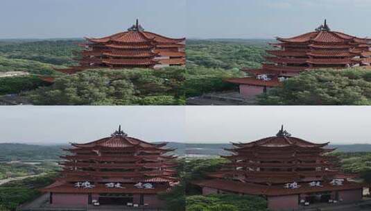 竖屏航拍四川德阳钟鼓楼地标建筑高清在线视频素材下载