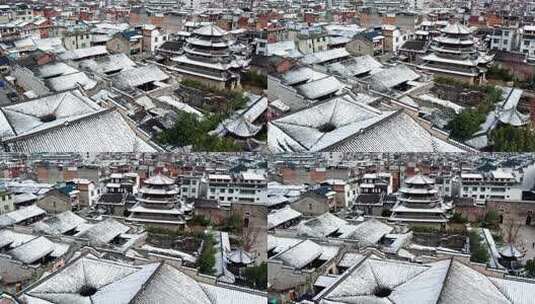 长汀古城卧龙书院雪景高清在线视频素材下载