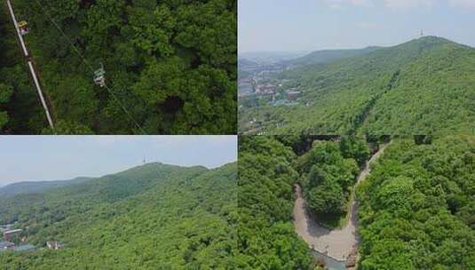 长沙岳麓山的索道航拍高清在线视频素材下载