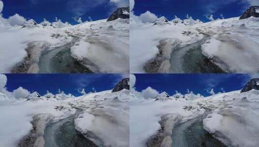 四川第二高峰中山峰冰川流淌的冰河高清在线视频素材下载