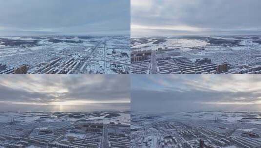 孙吴市冬季雪景航拍空镜高清在线视频素材下载