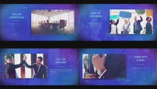 蓝紫色背景企业宣传会议幻灯片图片文字转场AE模版高清AE视频素材下载