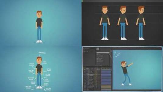 有趣新潮操纵角色动画模型人们模拟企业动画宣传AE模板高清AE视频素材下载