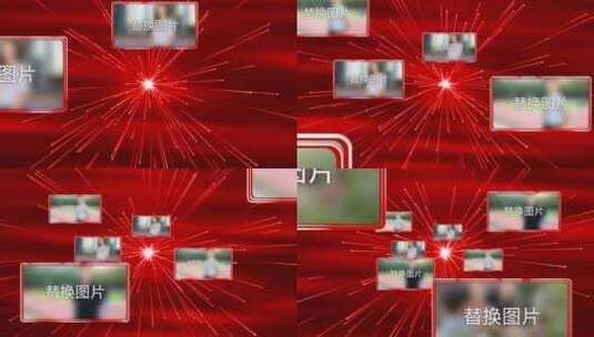 4K红色照片汇聚百年建团开场视频高清AE视频素材下载
