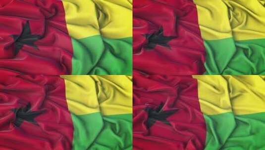 几内亚Biisau旗帜放大非常逼真高清在线视频素材下载