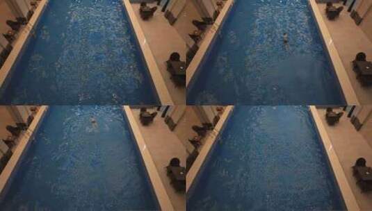 泳池里有人在游泳高清在线视频素材下载