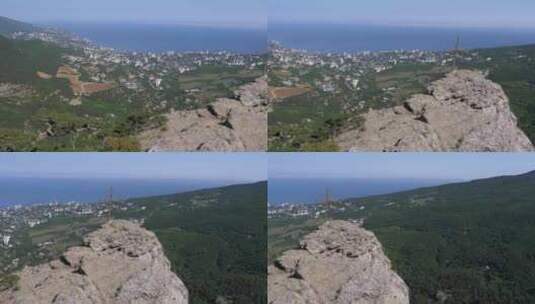 山中有十字架的岩石景观高清在线视频素材下载