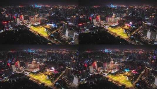 福州五一广场夜景航拍高清在线视频素材下载