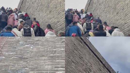 西安城墙人流高清在线视频素材下载