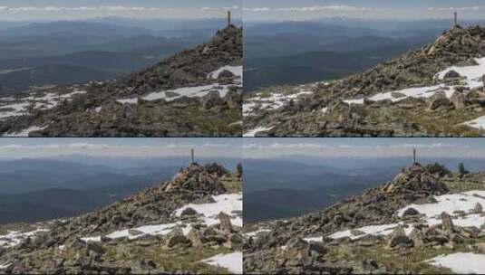 山后云景的时间推移山顶雪岩悬崖和深蓝的天高清在线视频素材下载