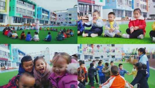 4K幼儿园小孩欢乐奔跑开心上课活动素材高清在线视频素材下载