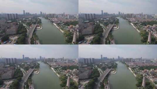 广东东莞城市风光东南江支流航拍高清在线视频素材下载