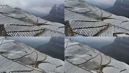 大自然寒潮冬天下雪的村庄田野航拍风景高清在线视频素材下载