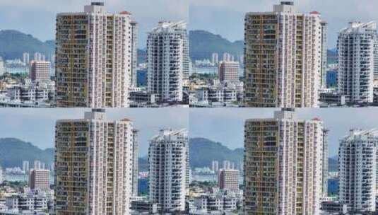 航拍现代高层住宅楼外立面阳台高清在线视频素材下载