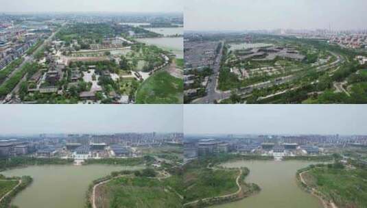 河南开封城市公园绿化航拍高清在线视频素材下载