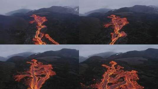 熔岩、玄武岩、火山、无人机高清在线视频素材下载